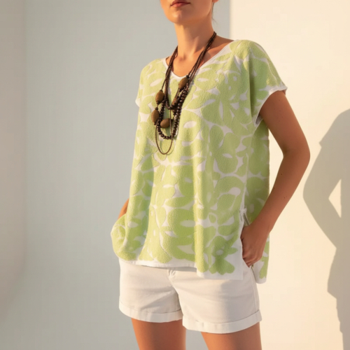Blusa Jalapa de Díaz blanco/verde - G