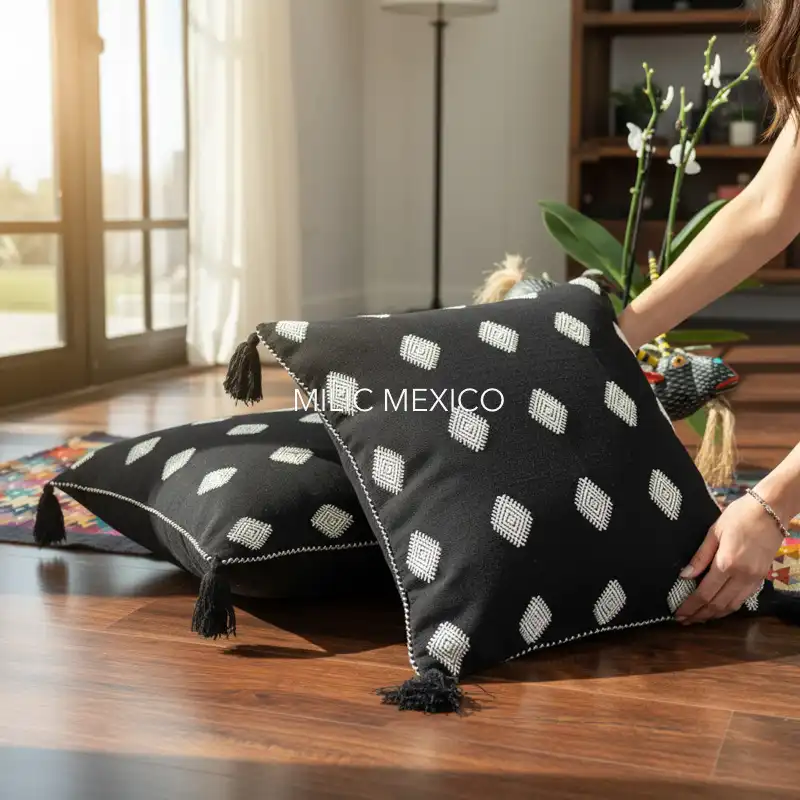 Funda cojín rombos negro (par) - Imagen 2