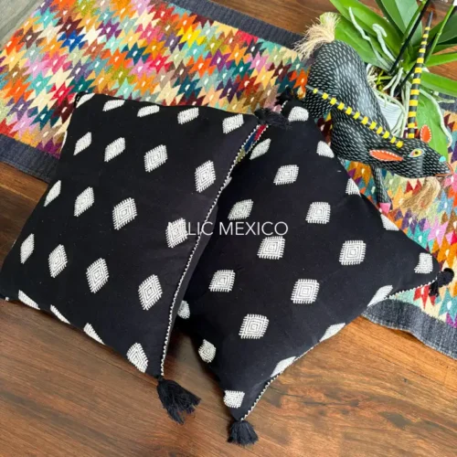 Funda cojín rombos negro (par)
