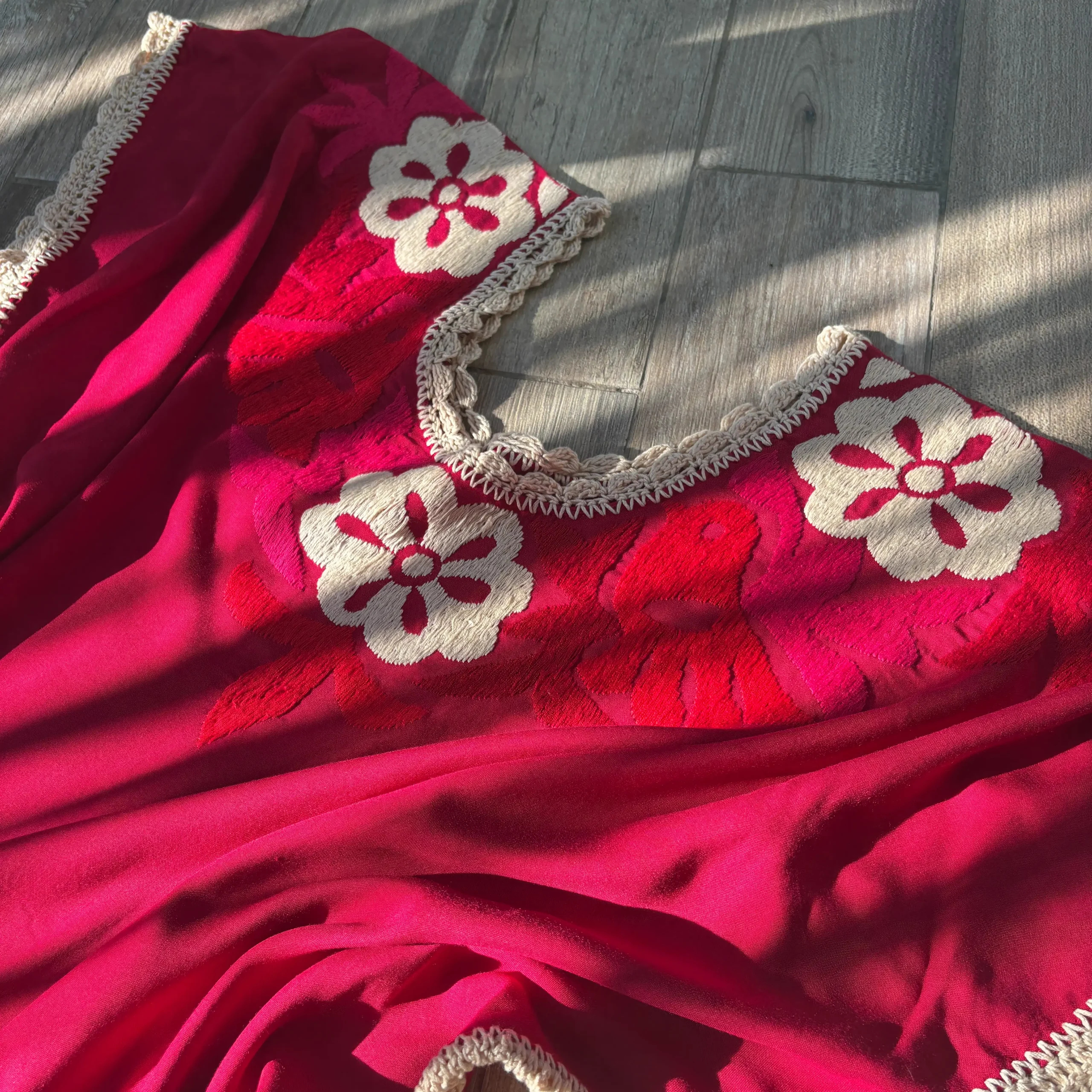 Blusón Jalapa de Díaz crochet rojo - Unitalla curvy - Imagen 4