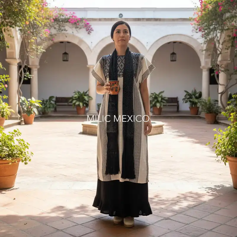 Huipil Aldama blanco/negro - G - Imagen 2