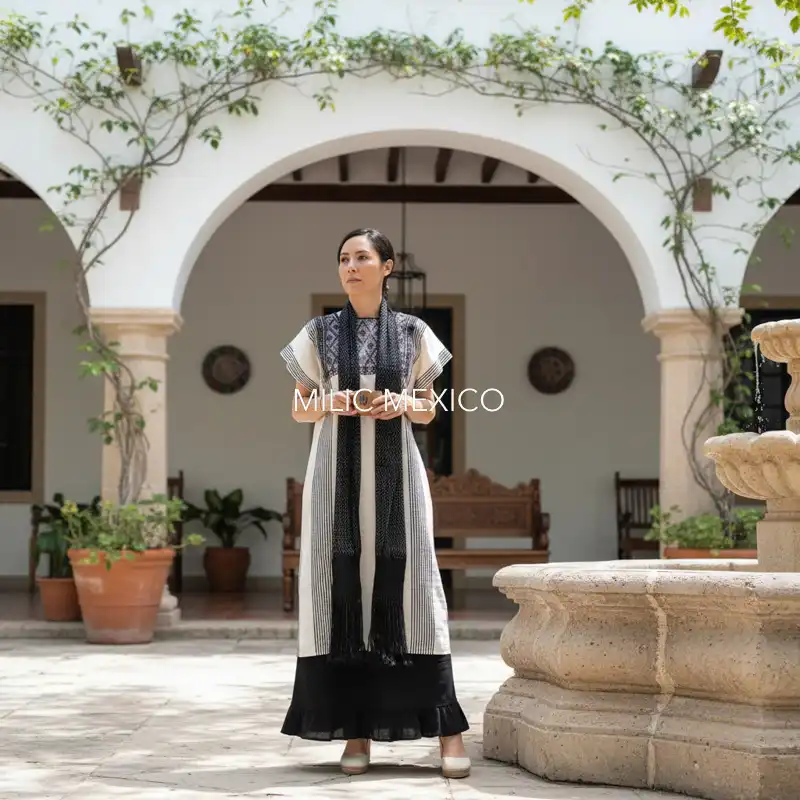 Huipil Aldama blanco/negro - G - Imagen 6