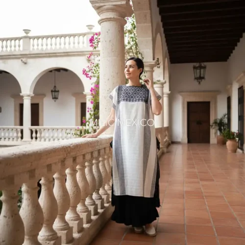 Huipil Aldama blanco/negro - G