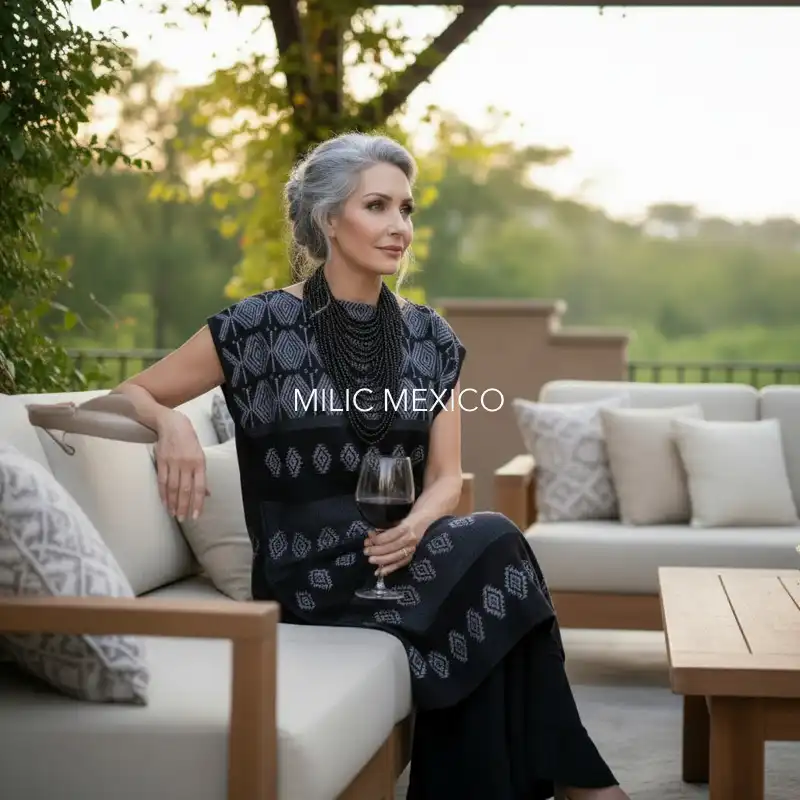 Huipil Carranza Corto negro - M