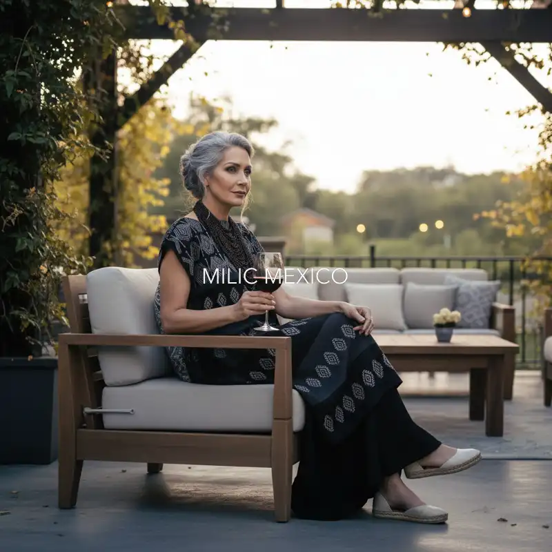 Huipil Carranza Corto negro - M - Imagen 4