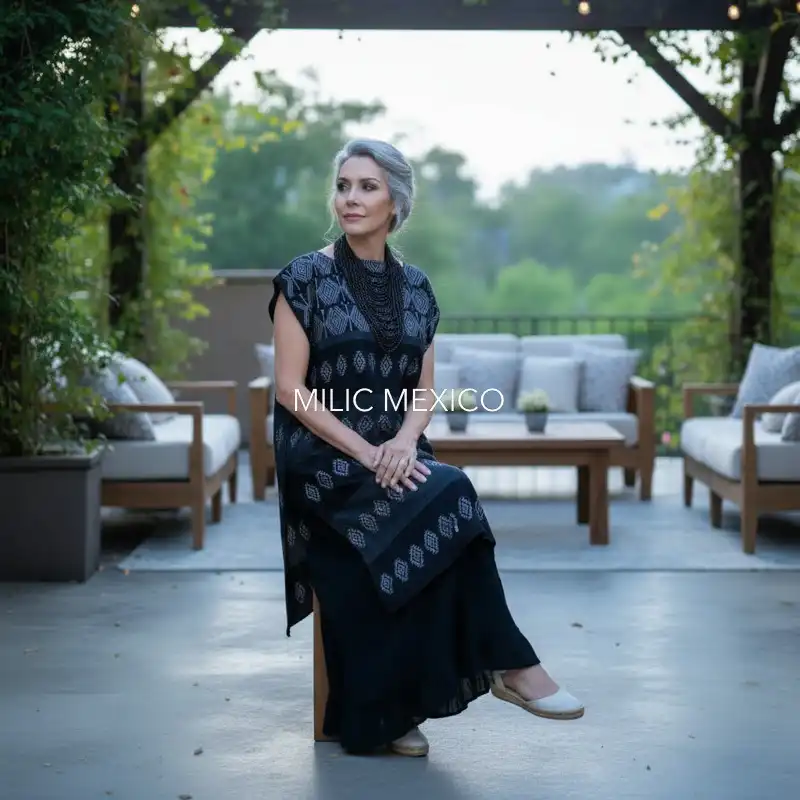 Huipil Carranza Corto negro - M - Imagen 3