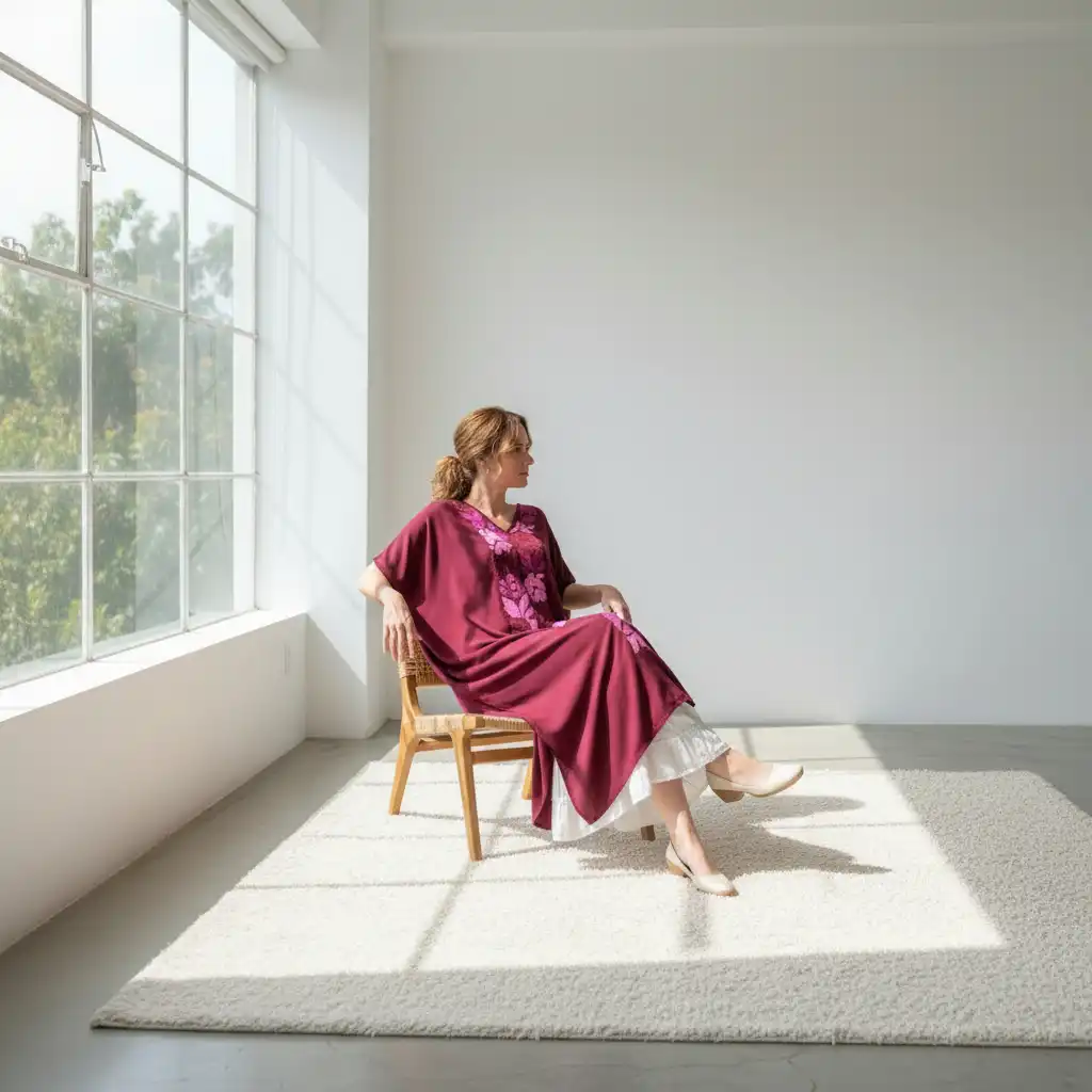 Túnica Jalapa de Díaz vino/rosa - 3XG - Imagen 2