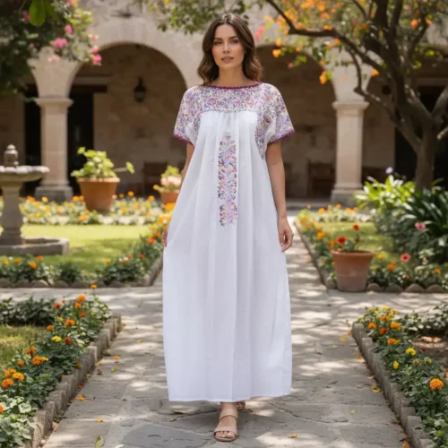 Vestido San Antonino blanco con pasteles - G