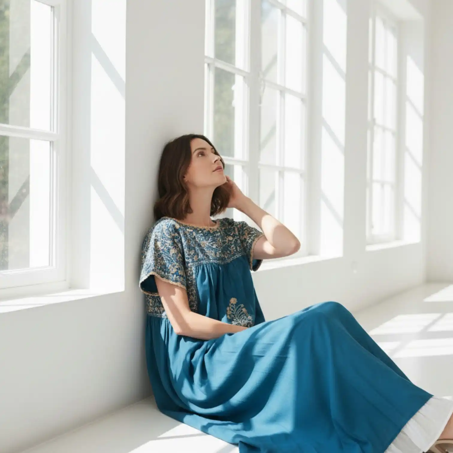 Vestido San Antonino azul con beige - G - Imagen 3