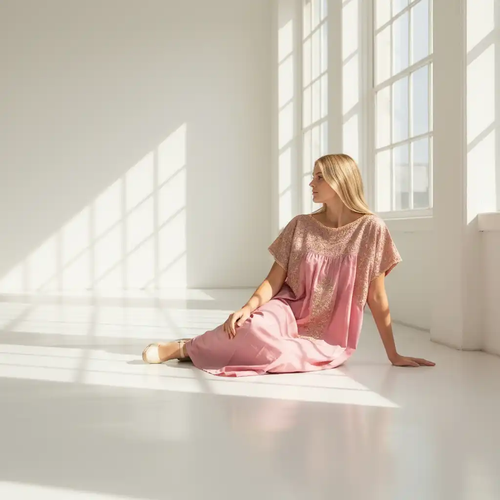 Vestido San Antonino rosa con beige - G - Imagen 2