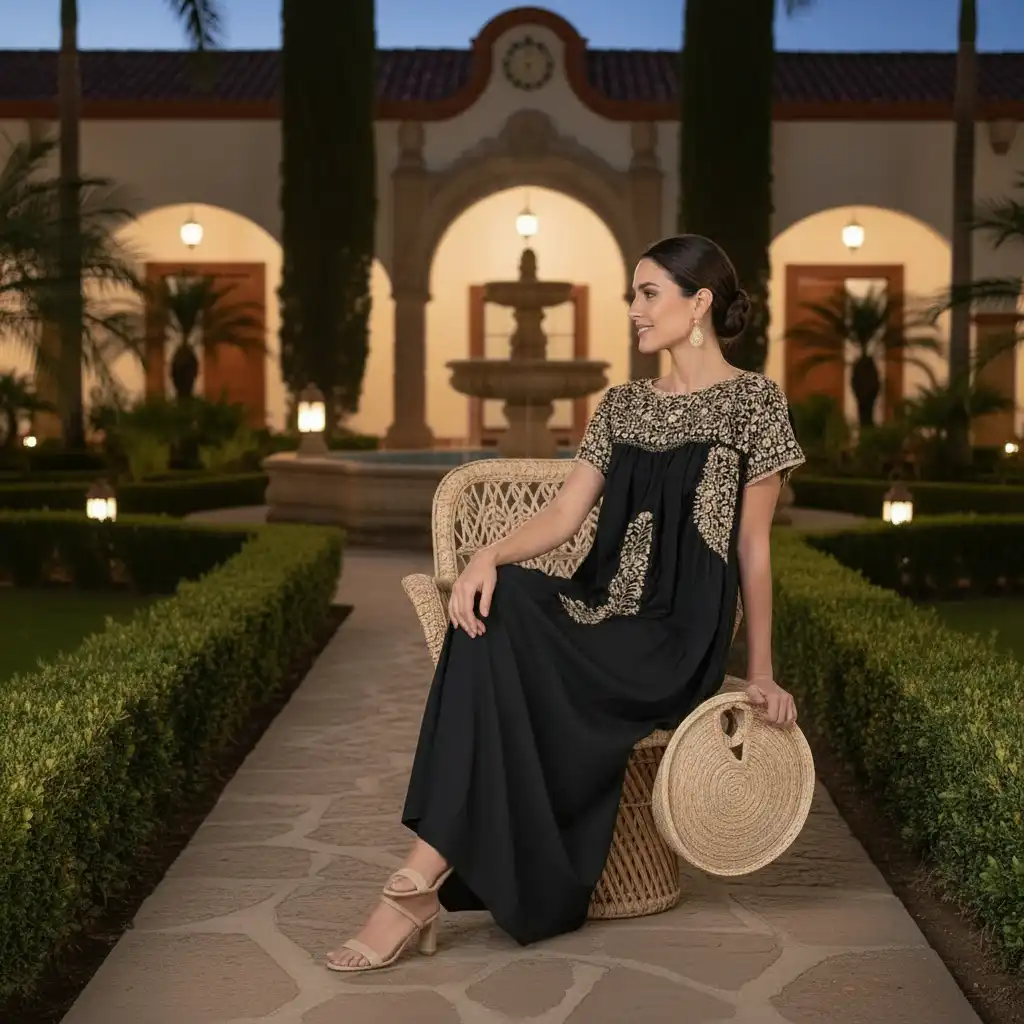 Vestido San Antonino negro con beige - G - Imagen 2