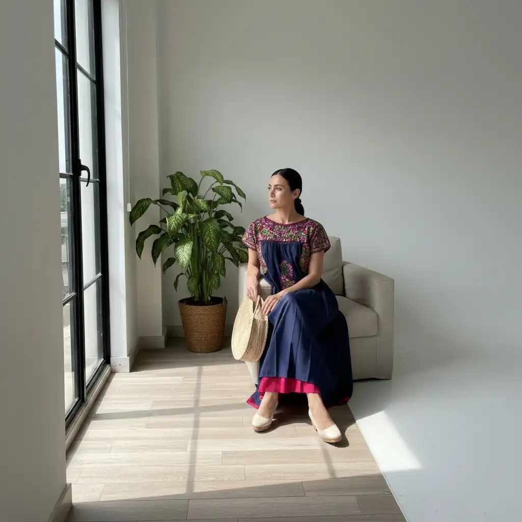 Vestido San Antonino azul con rosas - G - Imagen 3