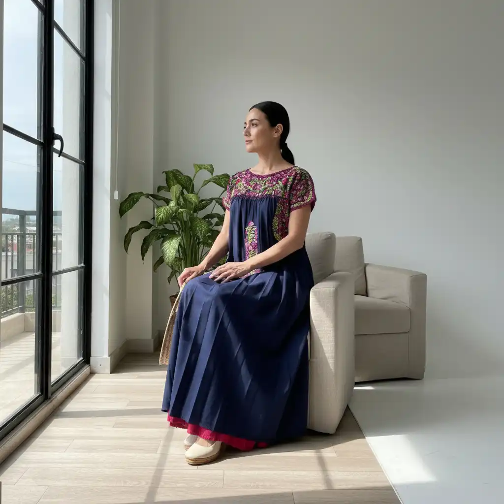 Vestido San Antonino azul con rosas - G - Imagen 2