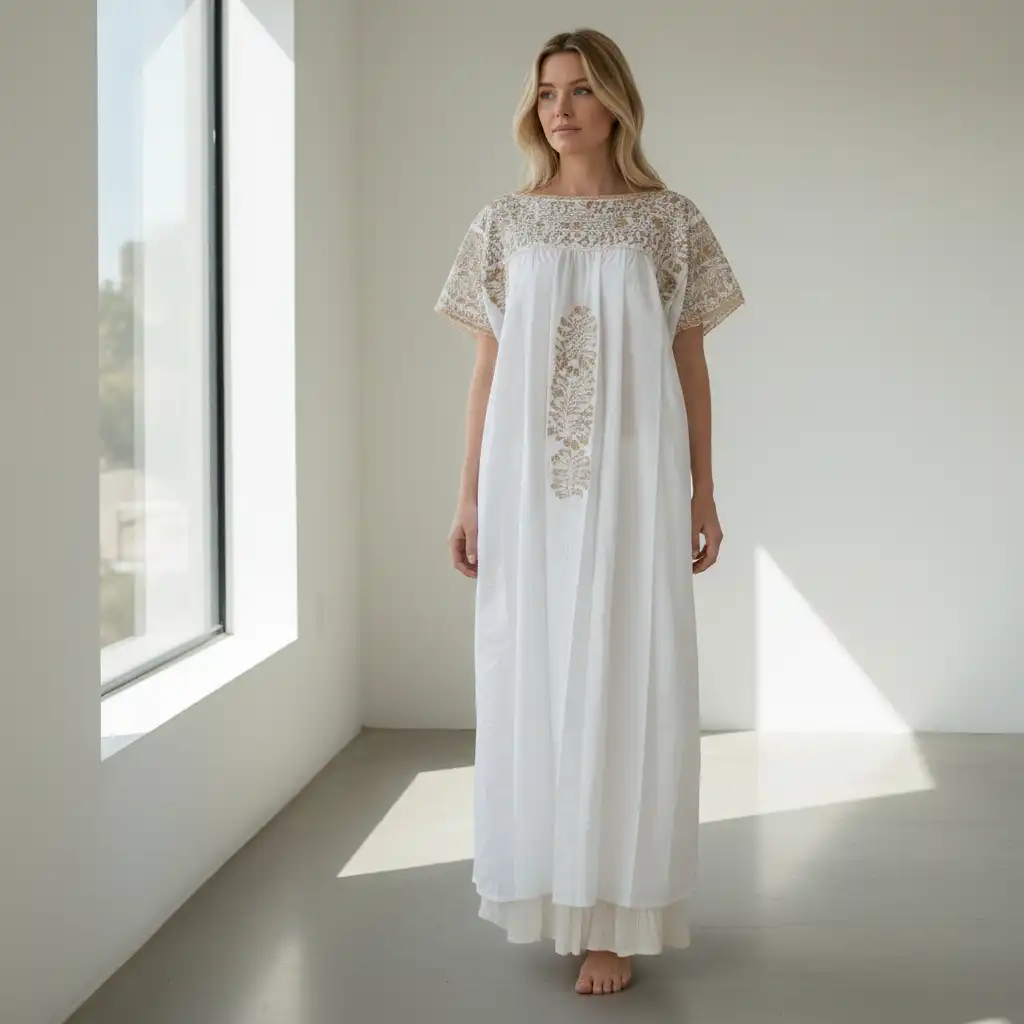 Vestido San Antonino blanco con beige - G - Imagen 3