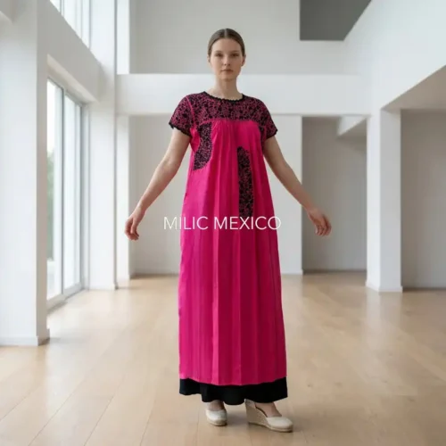 Vestido San Antonino fiusha con negro - G