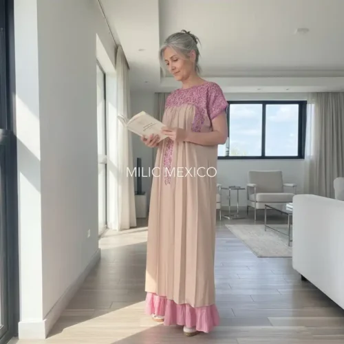 Vestido San Antonino beige con rosa - G