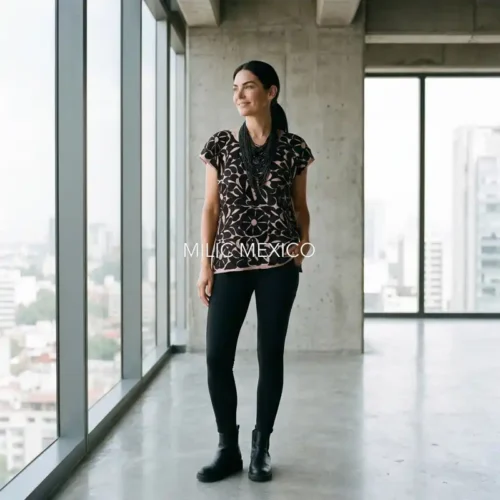 Blusa Jalapa de Díaz beige/negro - M