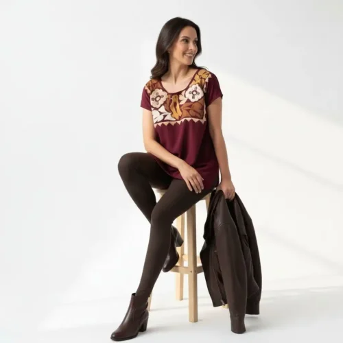Blusa Jalapa cuello bordado vino - M