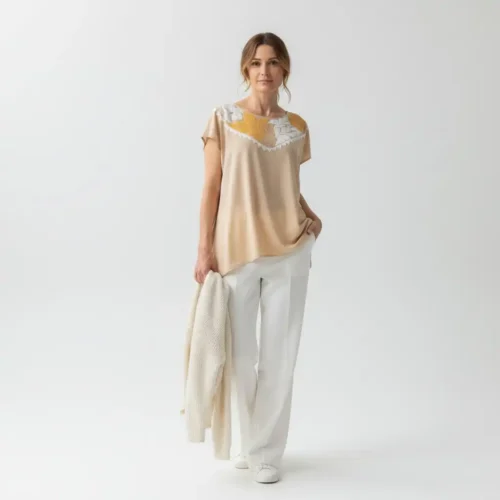 Blusa Jalapa cuello bordado beige - G