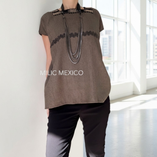 Blusa Aldama negro/beige - G
