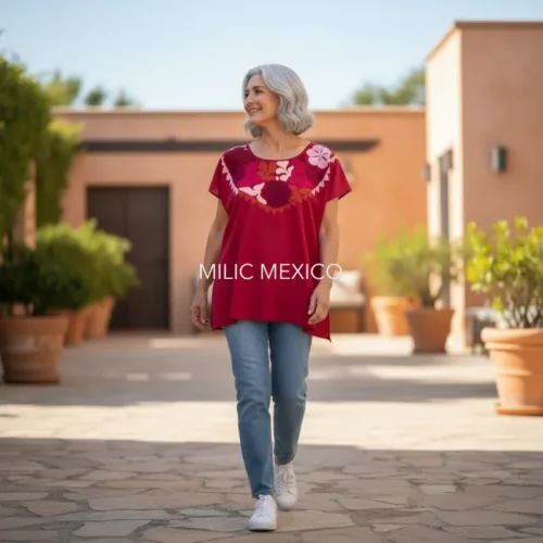 Blusa Jalapa cuello bordado rojo - M
