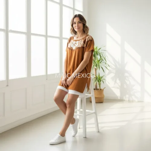 Blusa Jalapa cuello bordado mostaza - XG