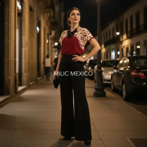 Blusa Jalapa cuello bordado rojo ladrillo - XG