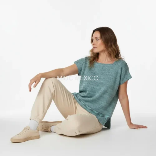 Blusa de telar Zinancantán menta/gris - M