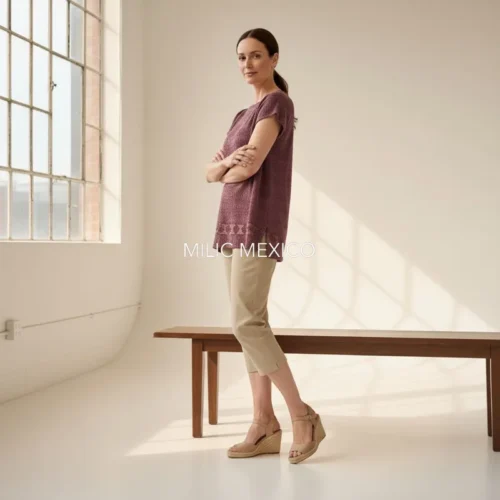 Blusa de telar Zinancantán rosa/morado - M