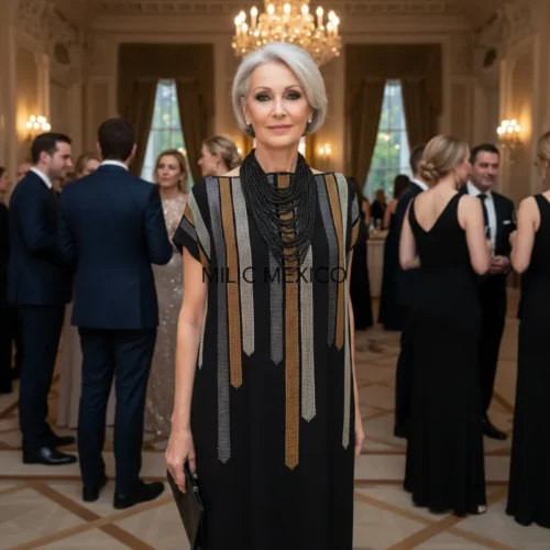 Huipil Cancuc negro/dorado - XG